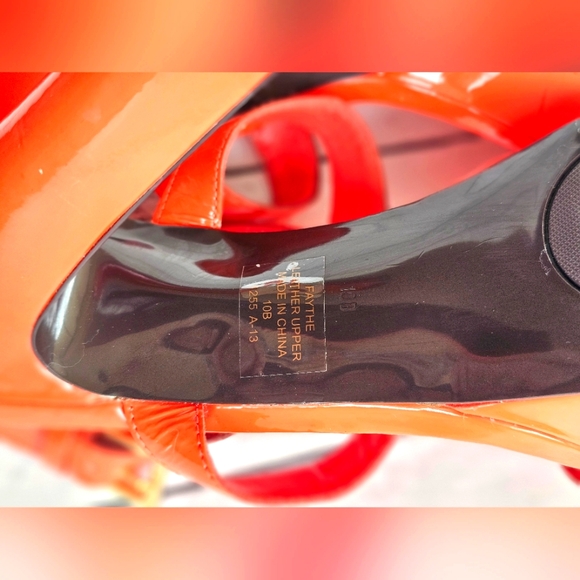 Ralph Lauren Faythe Bright Orange 100% Leather Strappy Platform Heels Size 10B - Picture 11 of 15